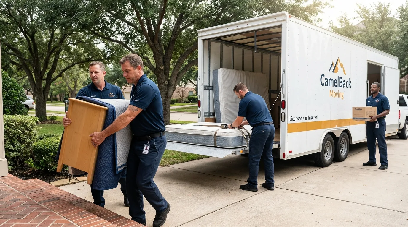 Crew loading residential truck for cross-state move from Edgewater, NJ
